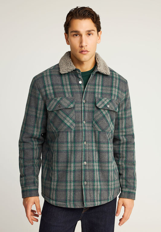 Jachetă casual bărbătească cu guler și model în carouri