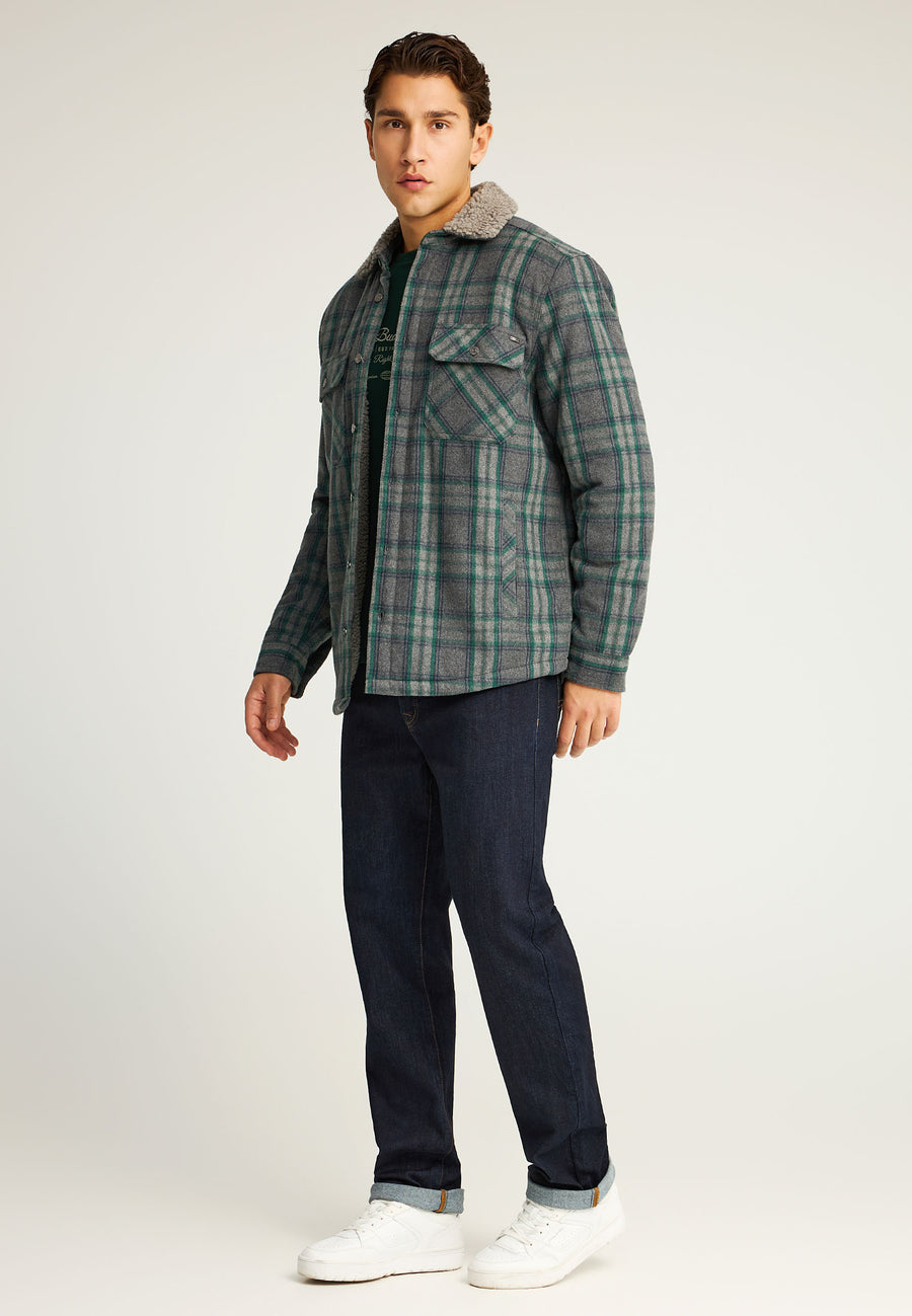 Jachetă casual bărbătească cu guler și model în carouri