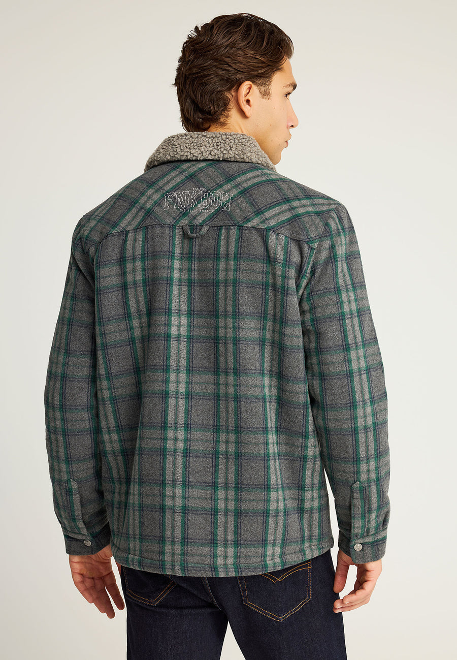 Jachetă casual bărbătească cu guler și model în carouri