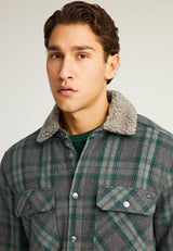 Jachetă casual bărbătească cu guler și model în carouri