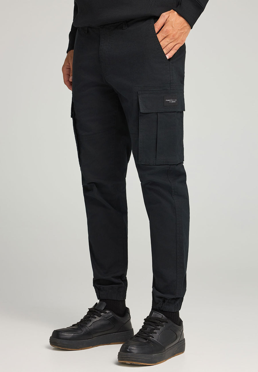 Pantaloni cargo bărbătești, croială regulată, cu manșetă la tiv