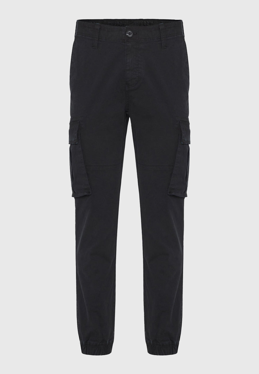 Pantaloni cargo bărbătești, croială regulată, cu manșetă la tiv