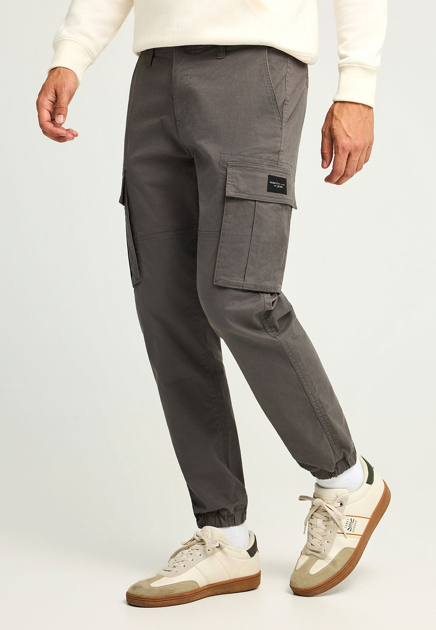 Pantaloni cargo bărbătești, croială regulată, cu manșetă la tiv