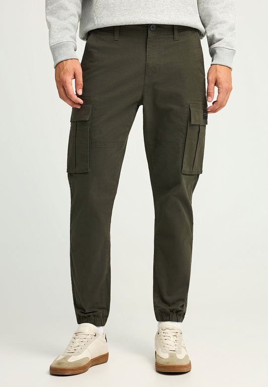 Pantaloni cargo bărbătești, croială regulată, cu manșetă la tiv