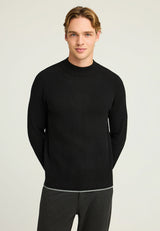 Pulover tricotat din bumbac cu guler fals pentru bărbați