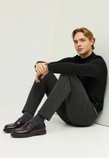 Pulover tricotat din bumbac cu guler fals pentru bărbați