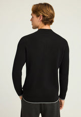 Pulover tricotat din bumbac cu guler fals pentru bărbați