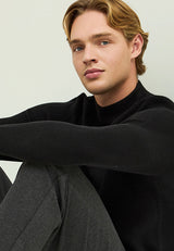 Pulover tricotat din bumbac cu guler fals pentru bărbați