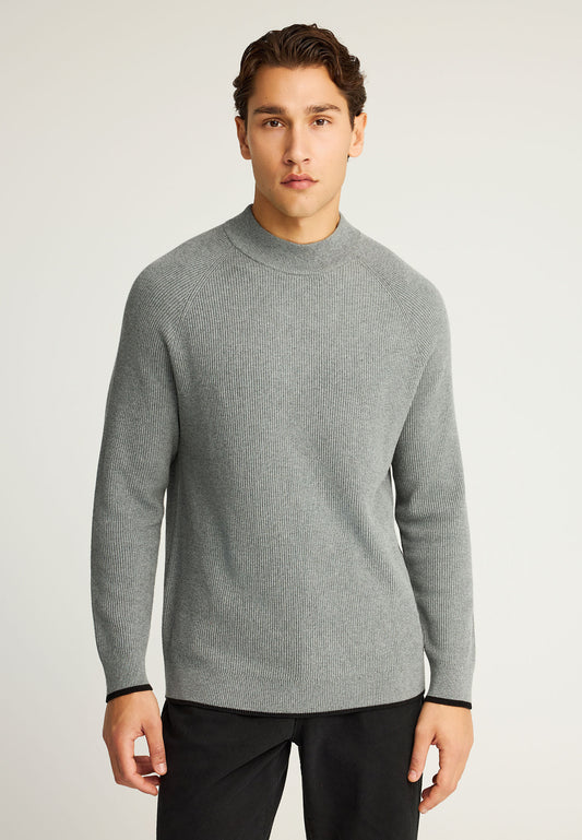 Pulover tricotat din bumbac cu guler fals pentru bărbați