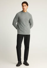 Pulover tricotat din bumbac cu guler fals pentru bărbați