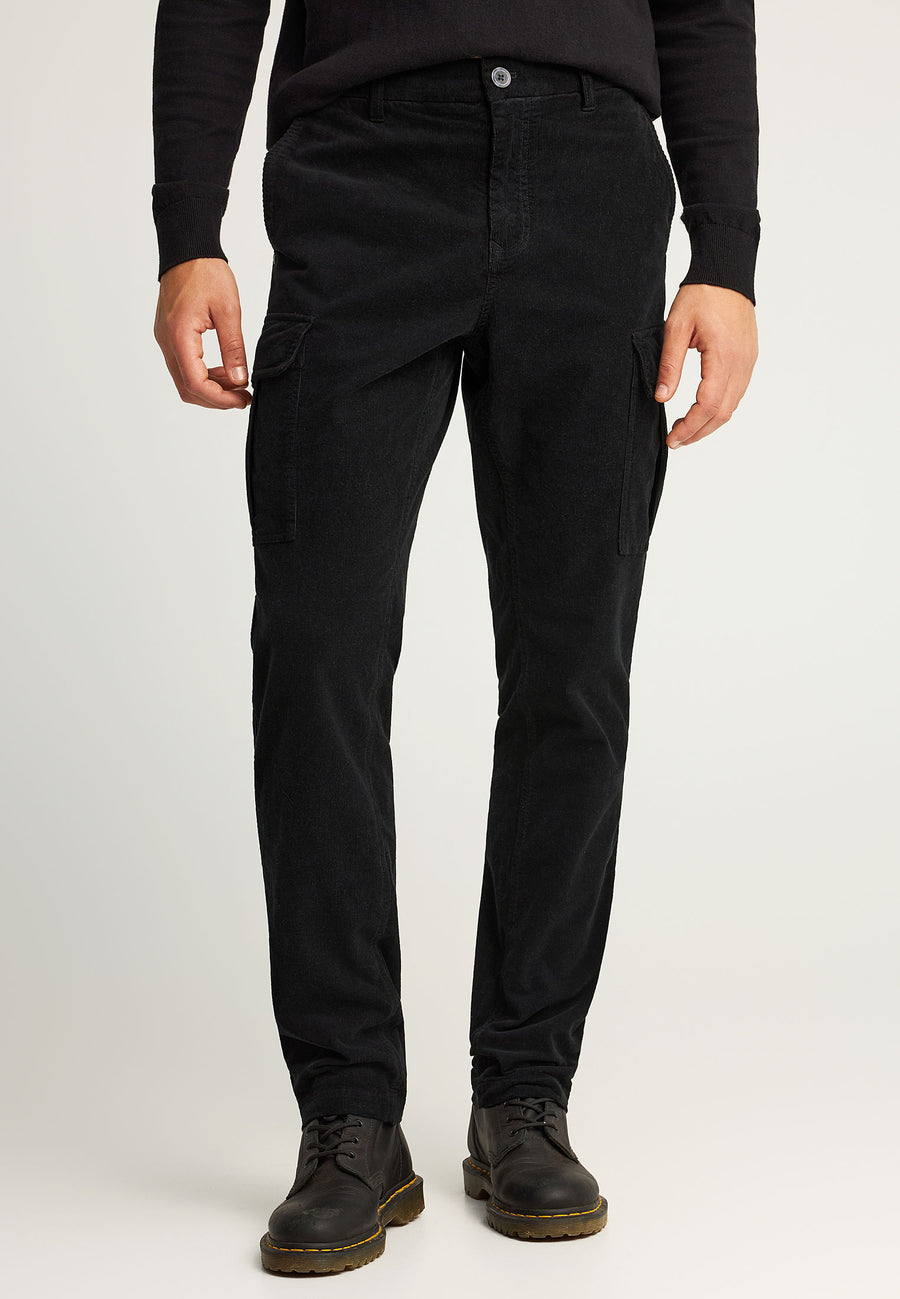 Pantaloni cargo din catifea reiată, croială lejeră, pentru bărbați