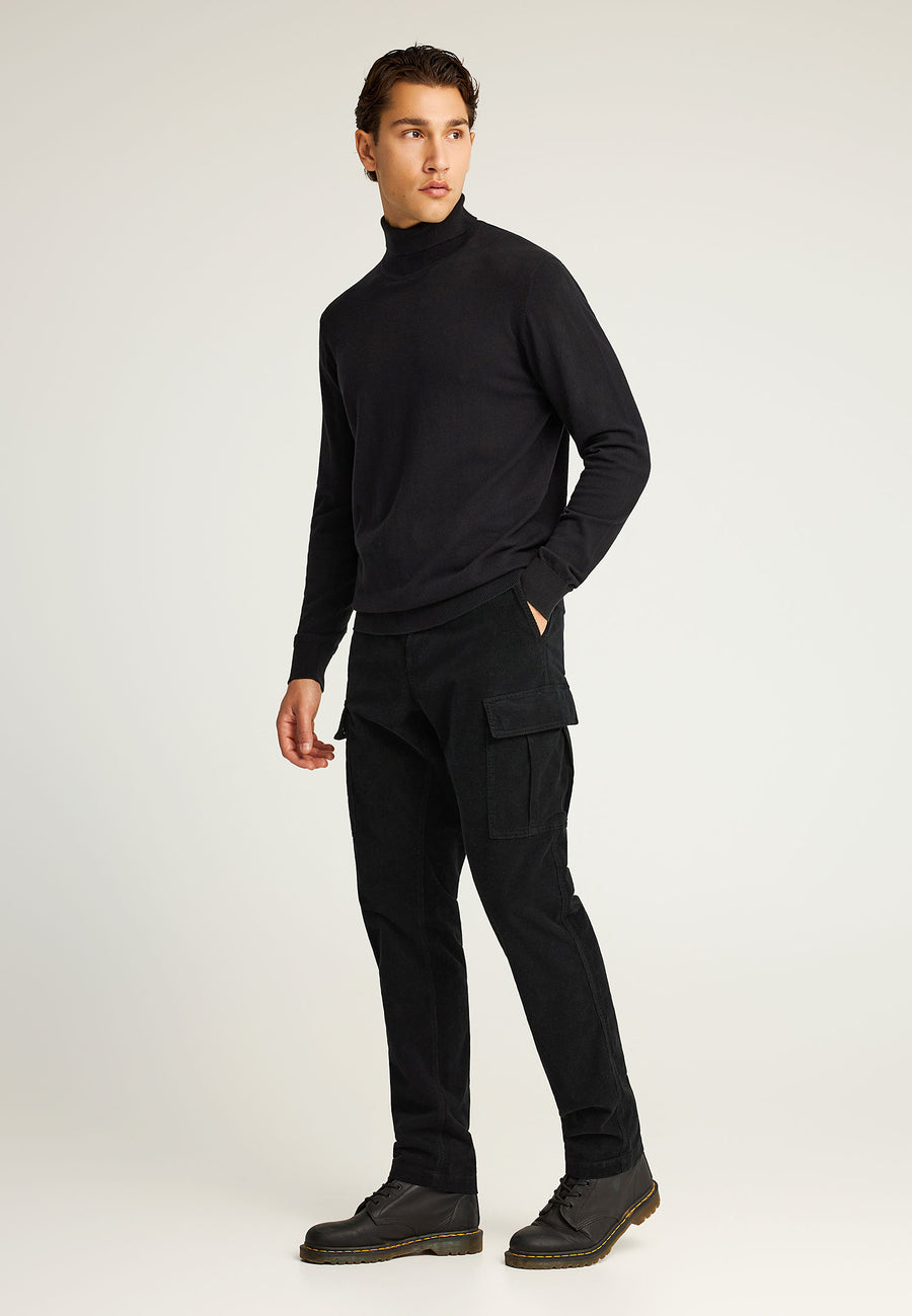 Pantaloni cargo din catifea reiată, croială lejeră, pentru bărbați