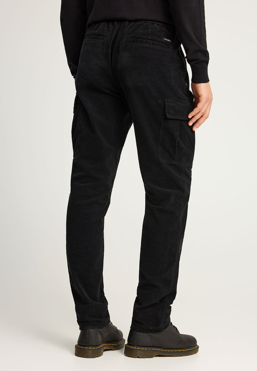 Pantaloni cargo din catifea reiată, croială lejeră, pentru bărbați