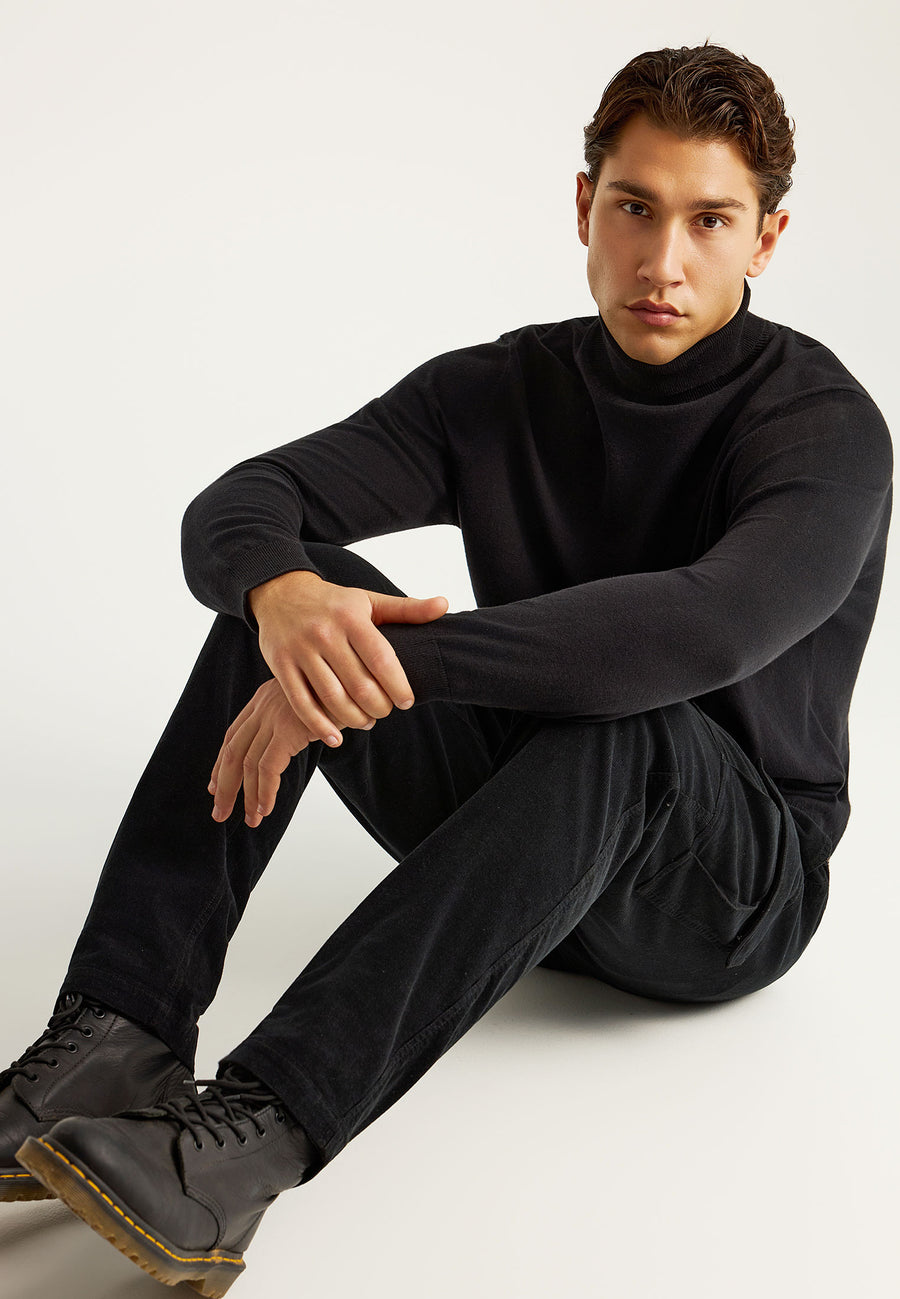 Pantaloni cargo din catifea reiată, croială lejeră, pentru bărbați