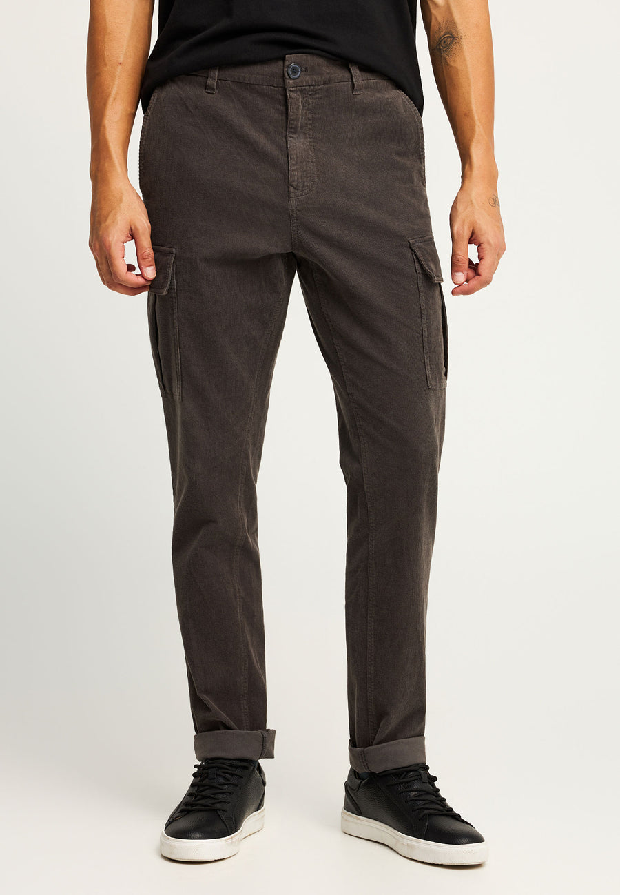 Pantaloni cargo din catifea reiată, croială lejeră, pentru bărbați