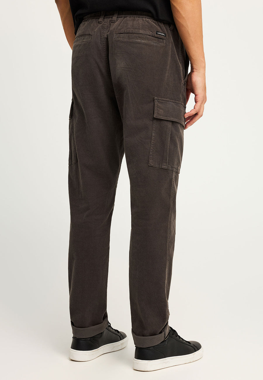 Pantaloni cargo din catifea reiată, croială lejeră, pentru bărbați