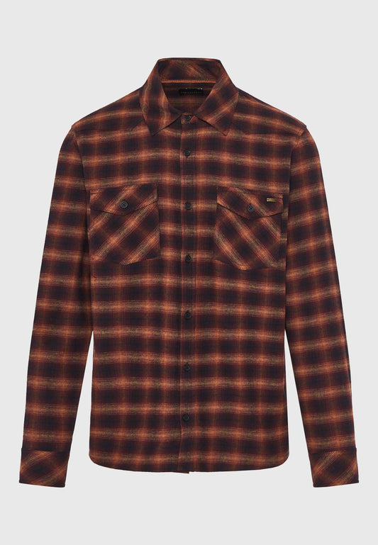 Cămașă bărbătească în carouri din bumbac, cu buzunare la piept