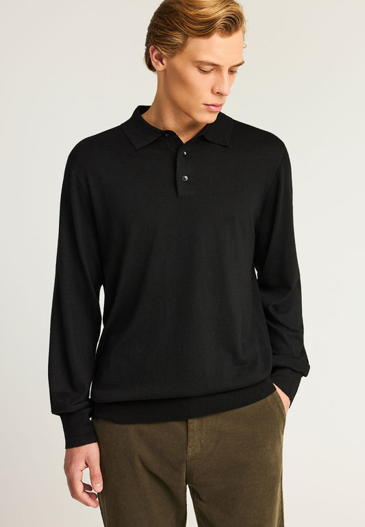 Tricou polo cu mânecă lungă din material tricotat