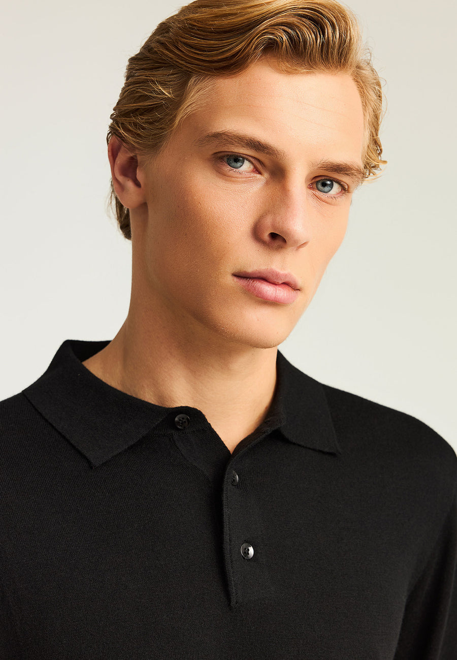 Tricou polo cu mânecă lungă din material tricotat