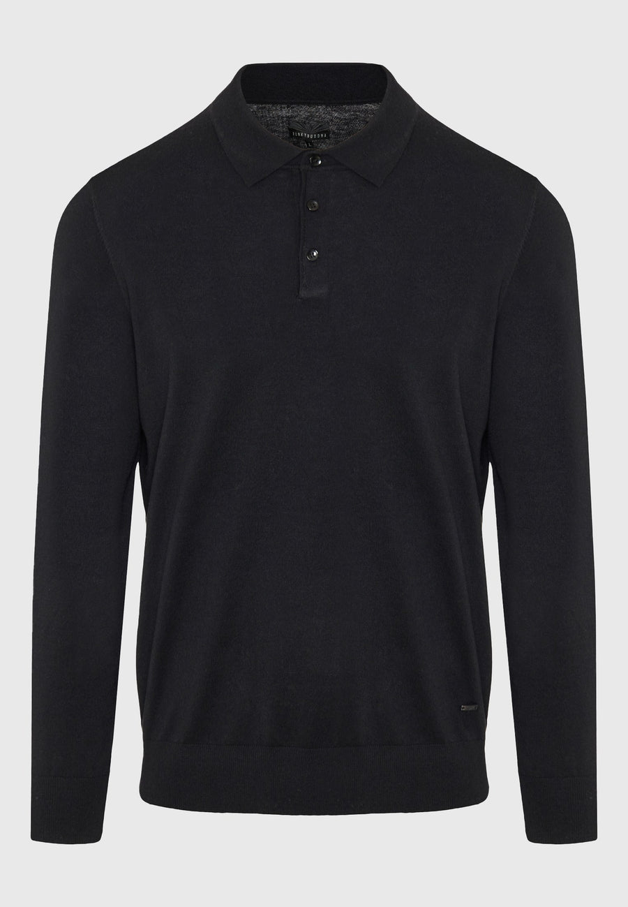 Tricou polo cu mânecă lungă din material tricotat