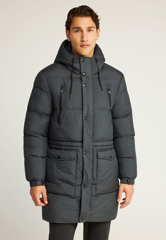 Jachetă pufoasă cu glugă pentru bărbați