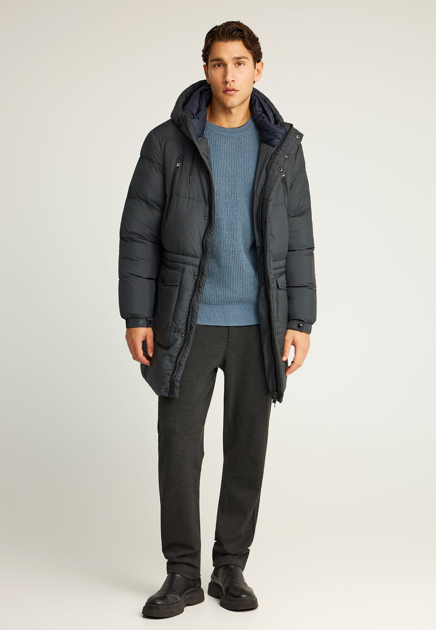 Jachetă pufoasă cu glugă pentru bărbați