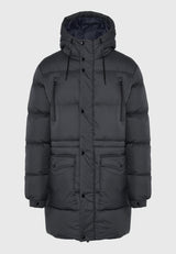 Jachetă pufoasă cu glugă pentru bărbați