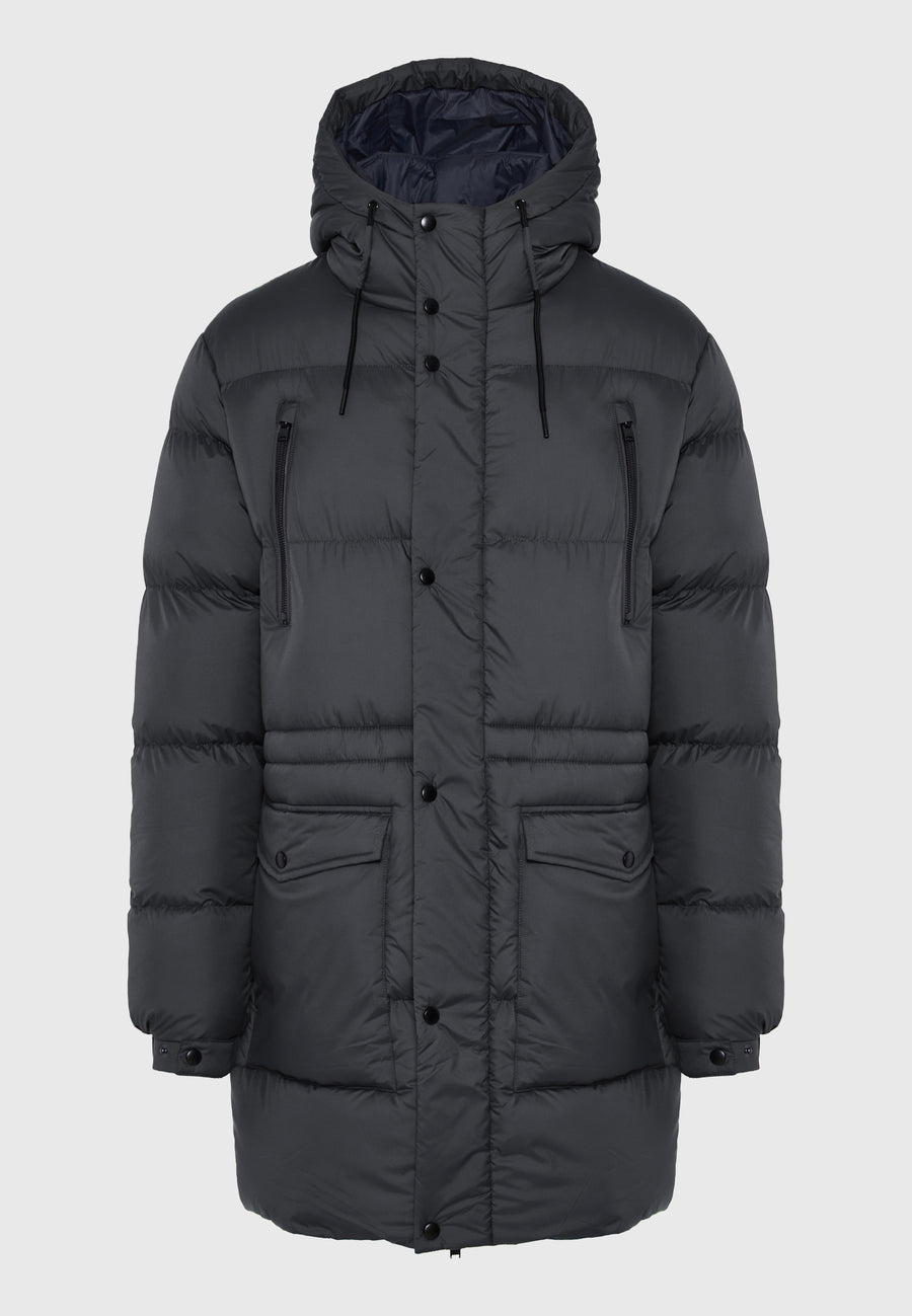 Jachetă pufoasă cu glugă pentru bărbați