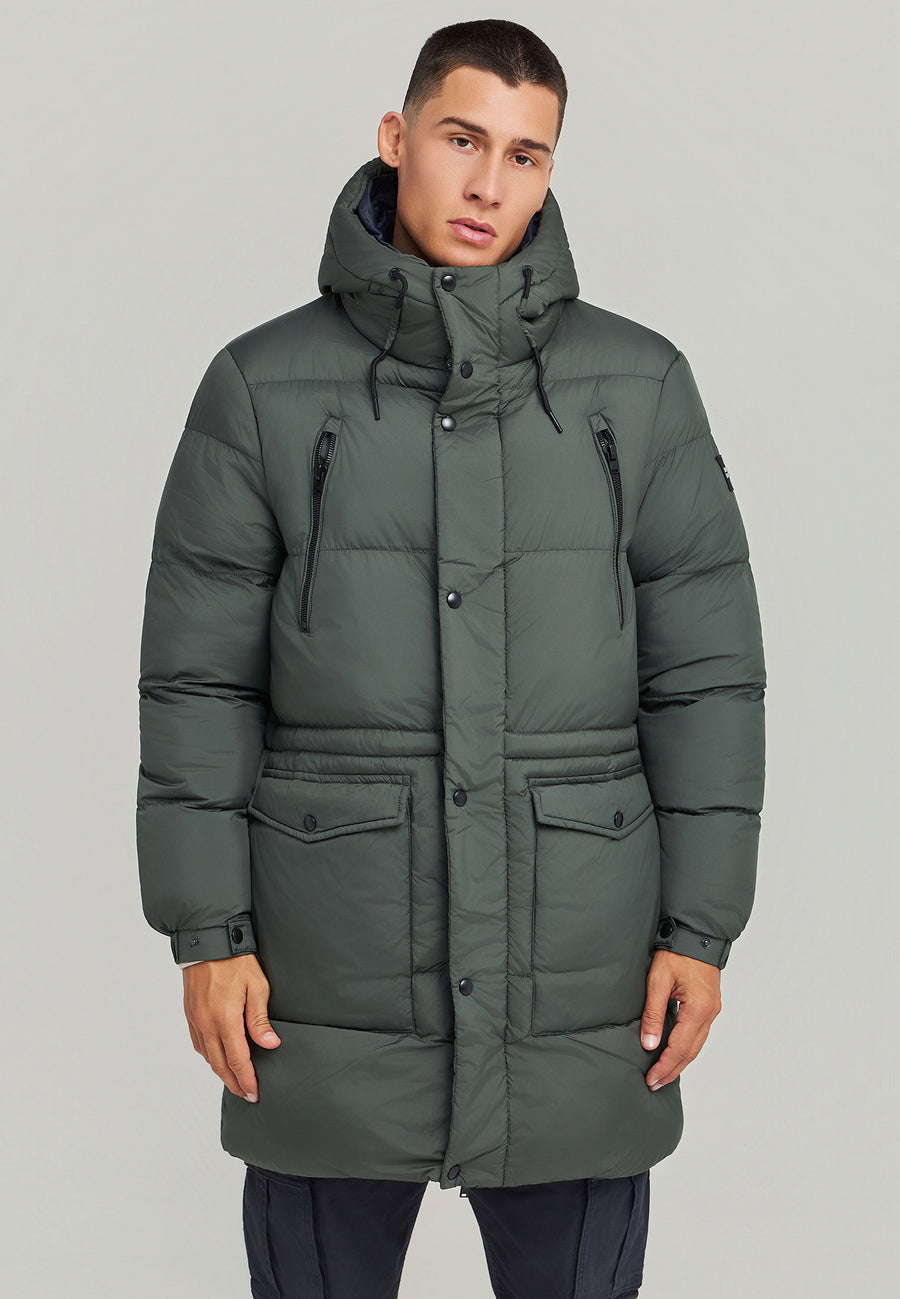 Jachetă pufoasă cu glugă pentru bărbați