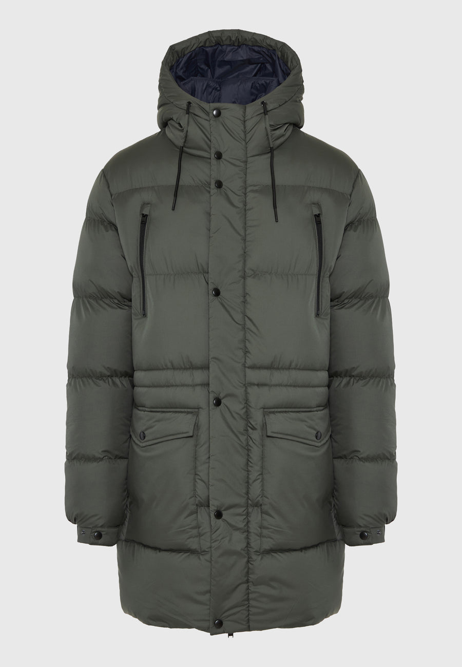 Jachetă pufoasă cu glugă pentru bărbați