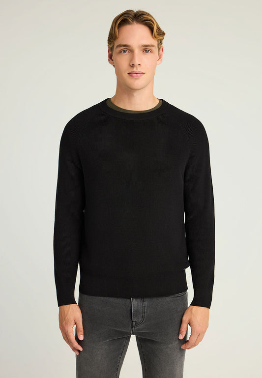 Men's cotton pullover in melange knit