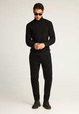 Pulover tricotat din bumbac pentru bărbați, cu guler înalt