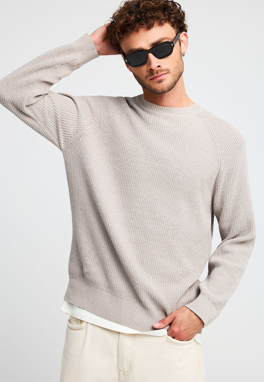 Pulover tricotat cu guler rotund pentru bărbați