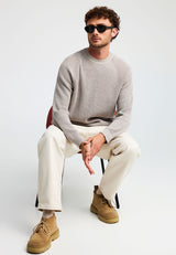 Pulover tricotat cu guler rotund pentru bărbați