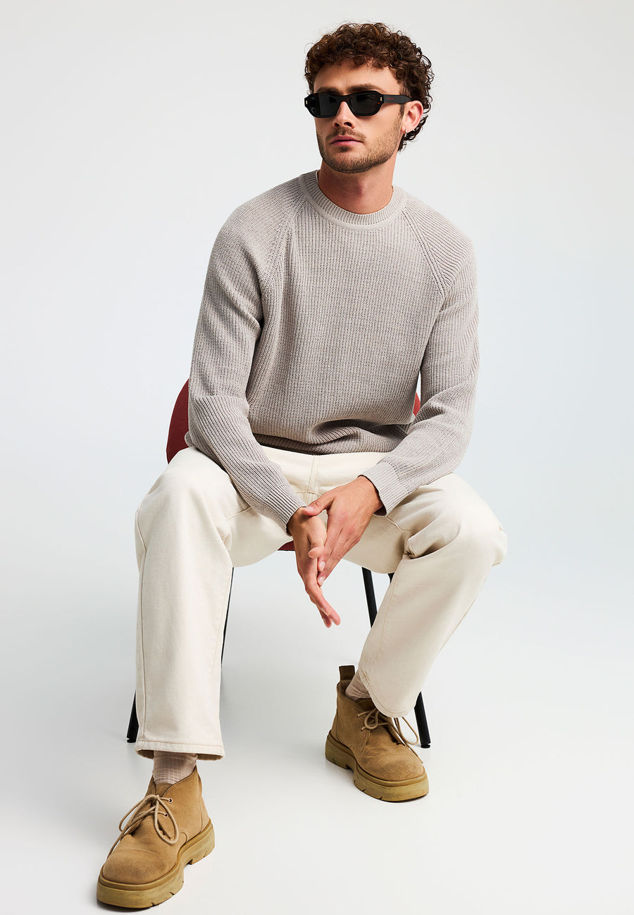 Pulover tricotat cu guler rotund pentru bărbați