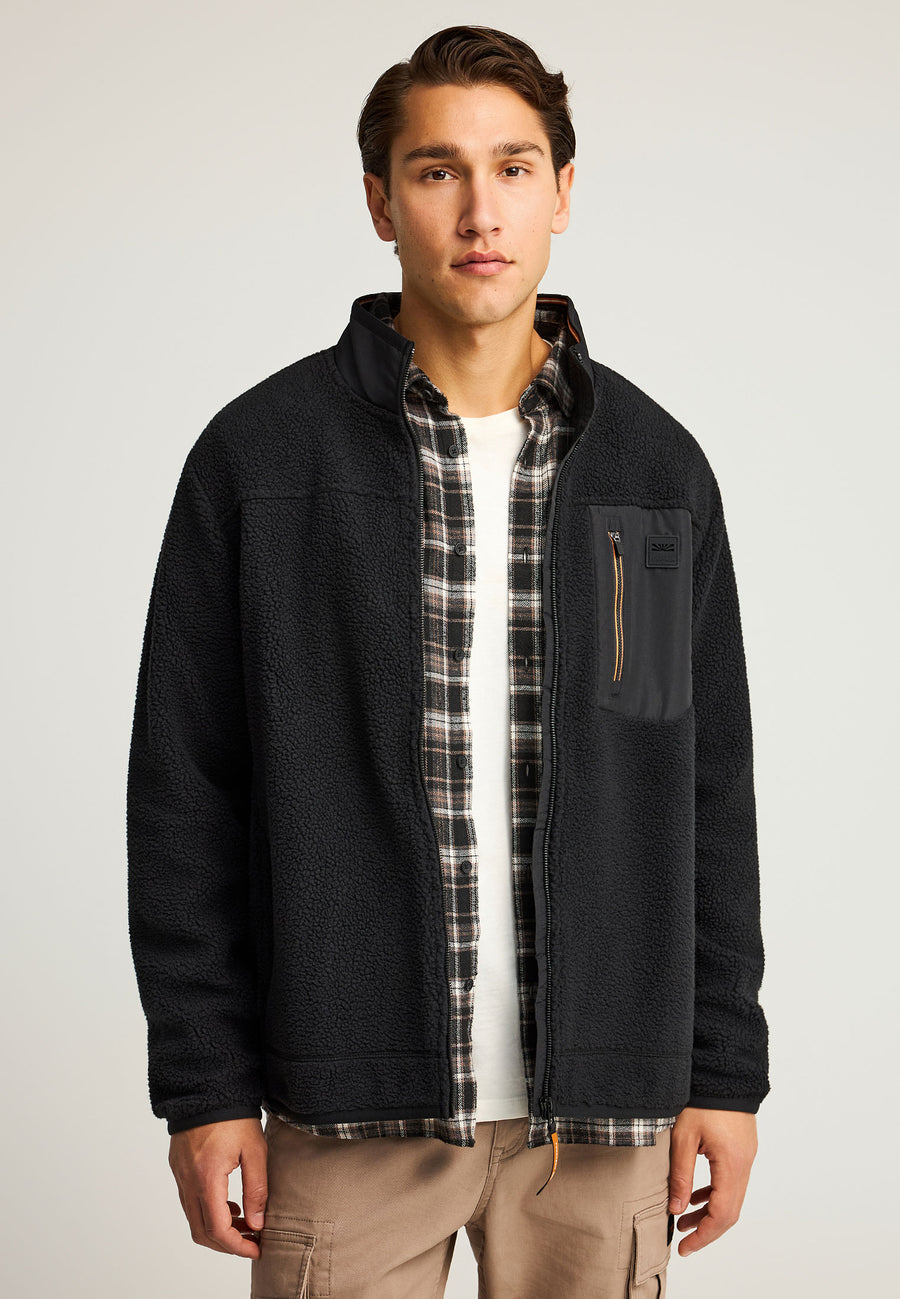 Hanorac cu fermoar din fleece sustenabil și buzunar la piept