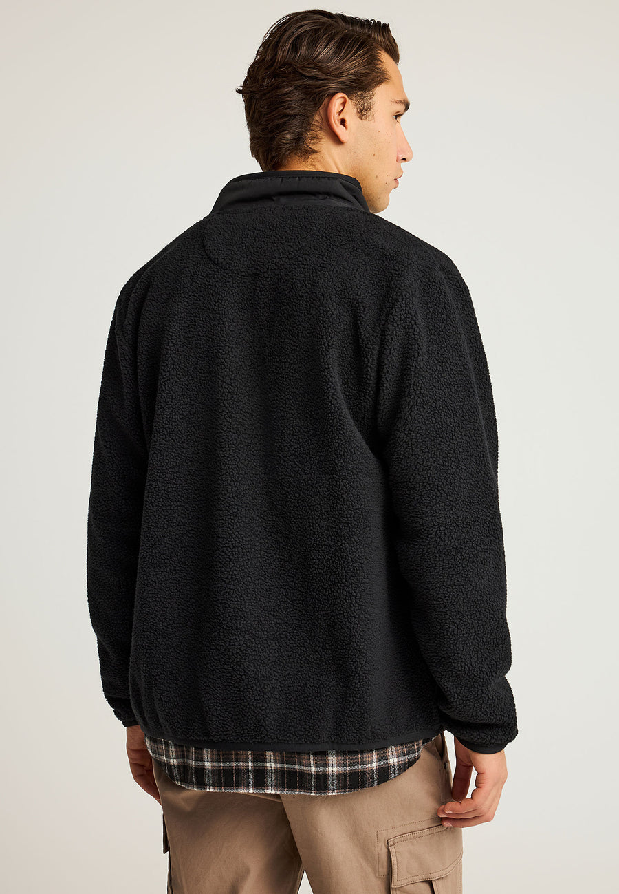 Hanorac cu fermoar din fleece sustenabil și buzunar la piept