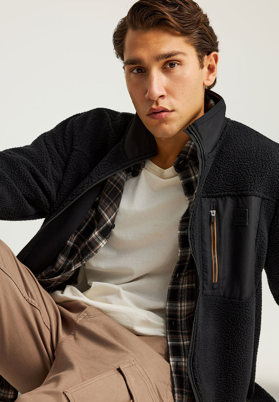 Hanorac cu fermoar din fleece sustenabil și buzunar la piept