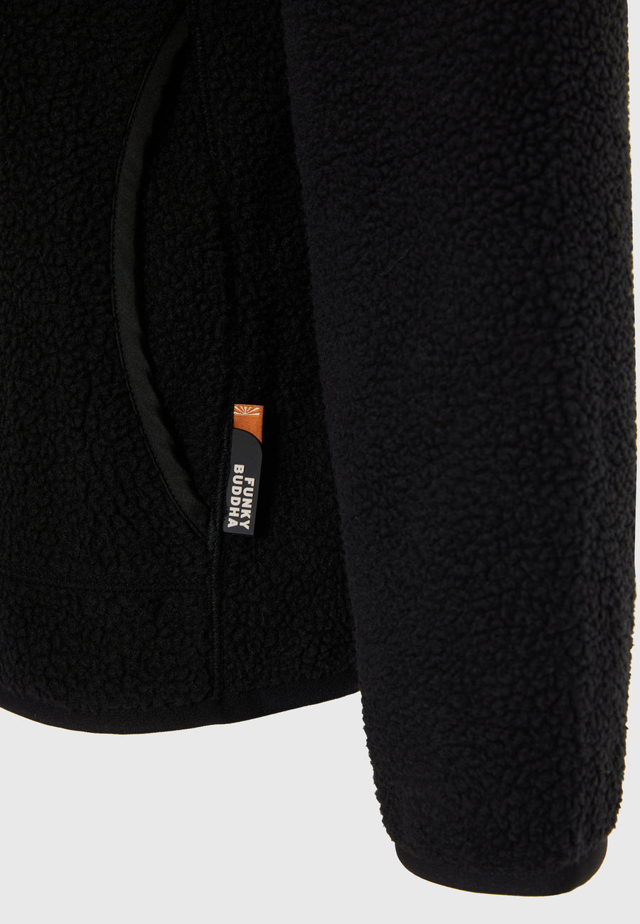 Sustainable fleece zip-up hoodie with chest pocket