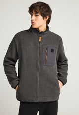 Hanorac cu fermoar din fleece sustenabil și buzunar la piept