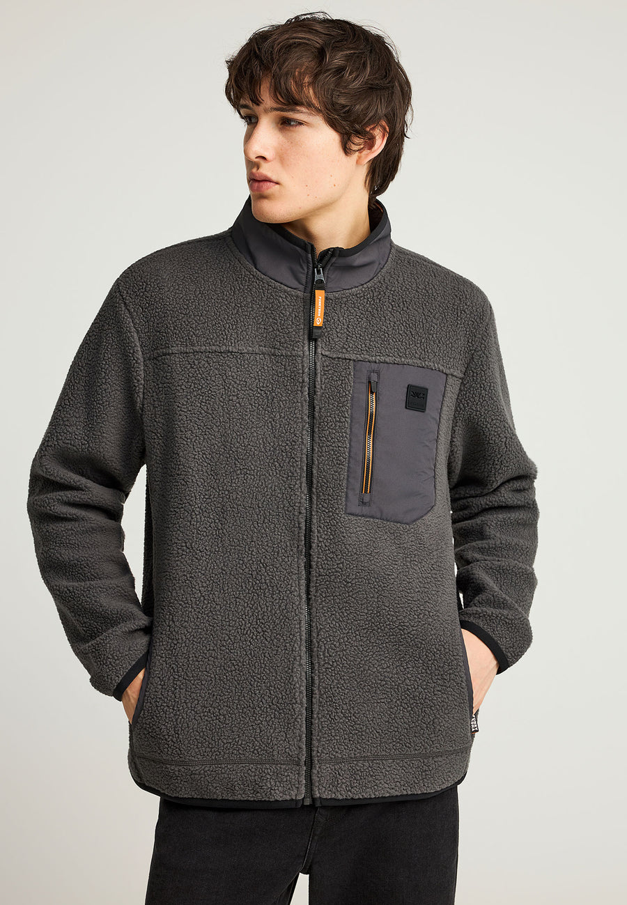 Hanorac cu fermoar din fleece sustenabil și buzunar la piept