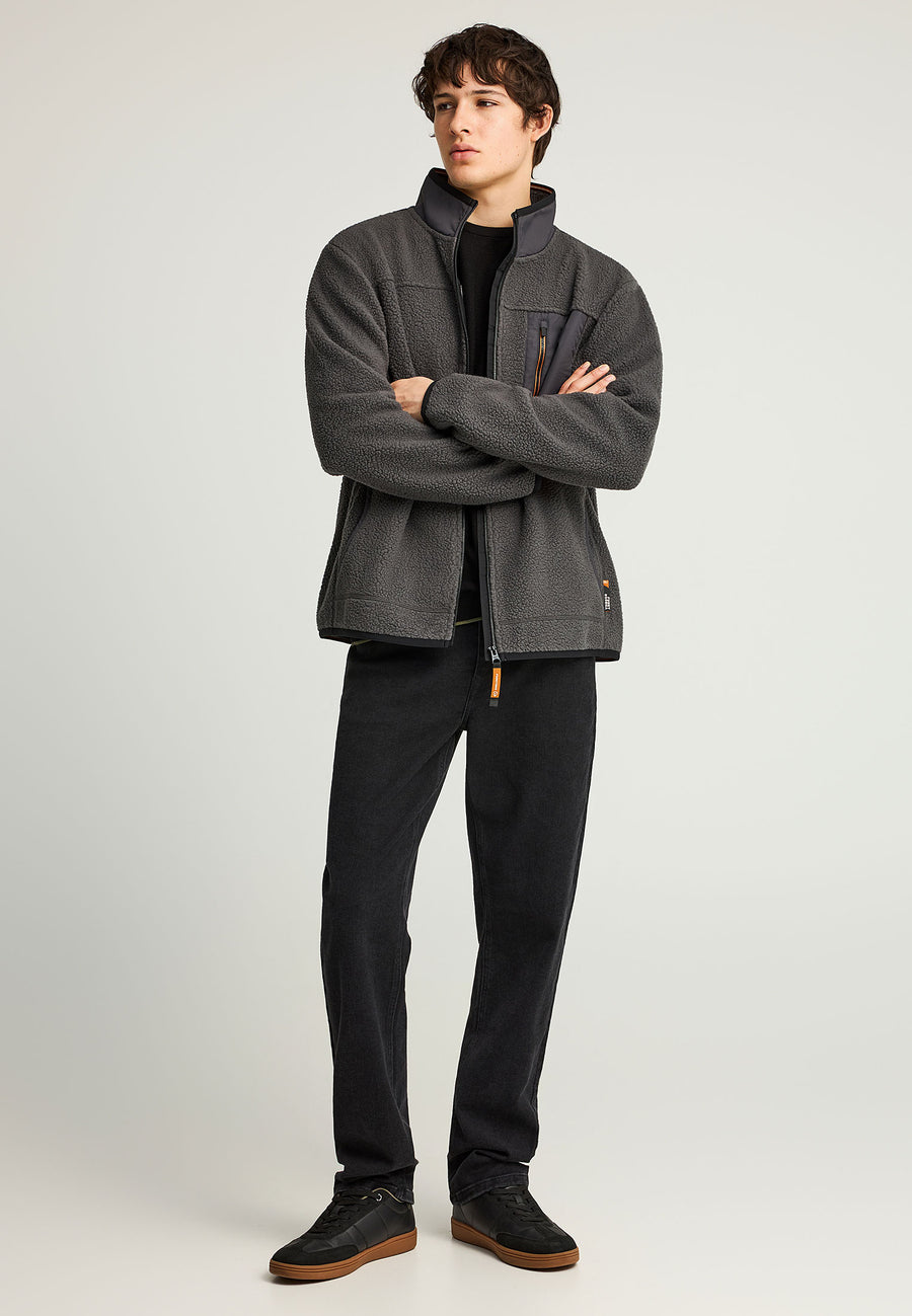 Hanorac cu fermoar din fleece sustenabil și buzunar la piept