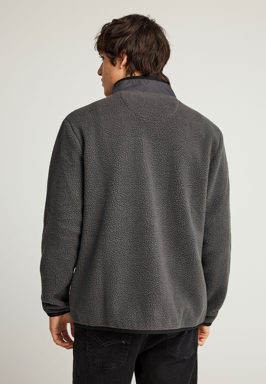 Hanorac cu fermoar din fleece sustenabil și buzunar la piept