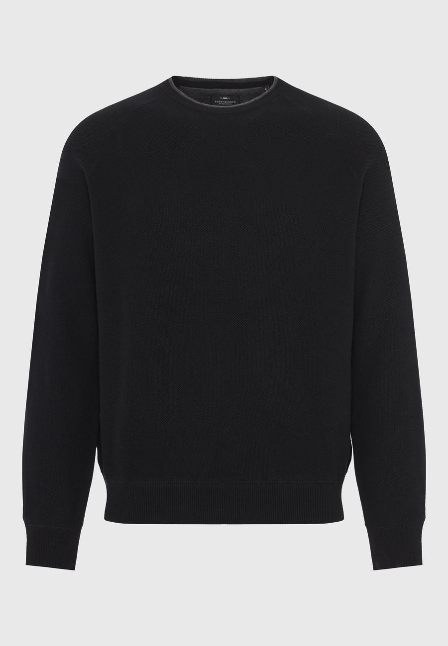 Hanorac bărbătesc cu guler rotund și finisaj striat