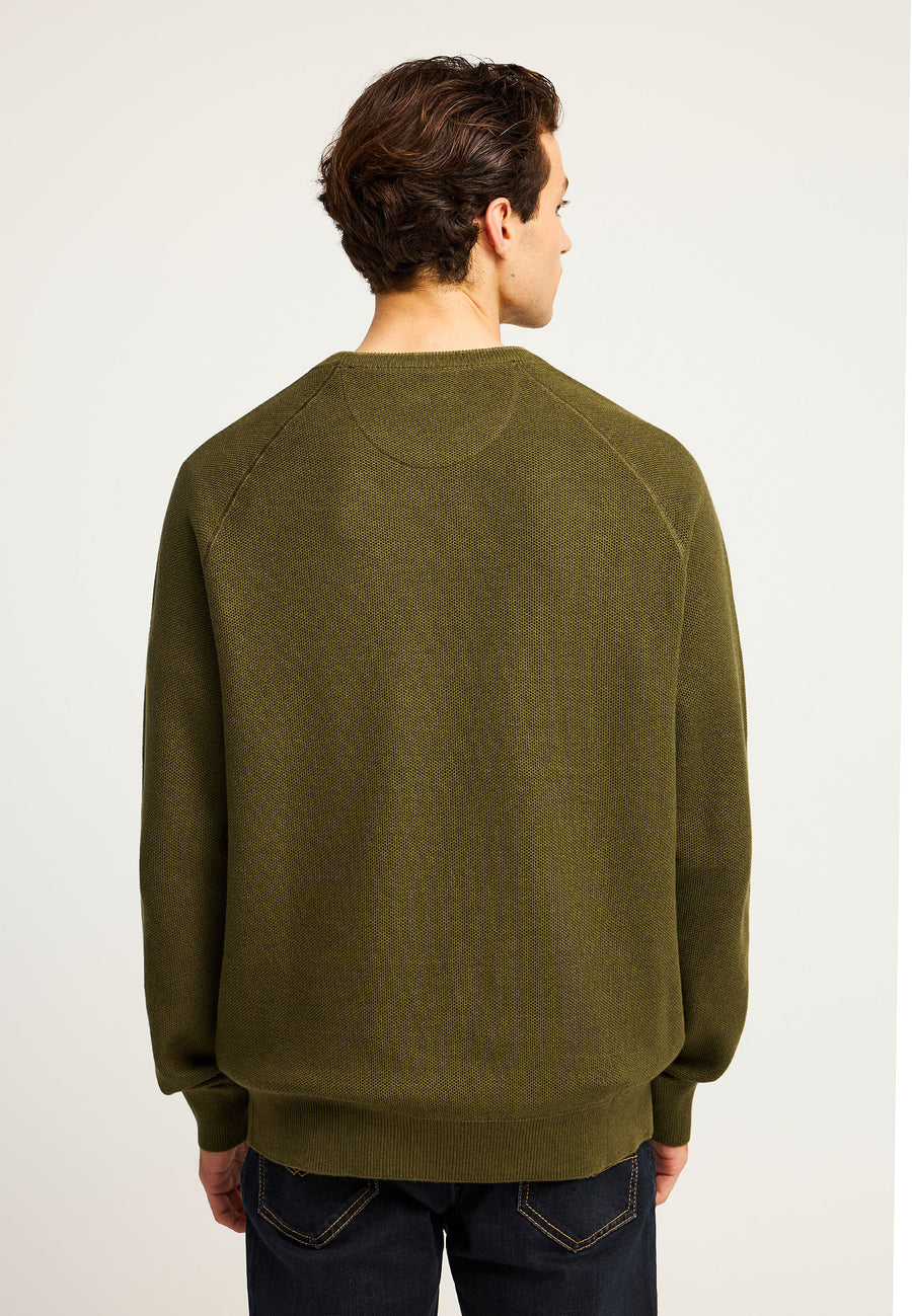 Hanorac bărbătesc cu guler rotund și finisaj striat