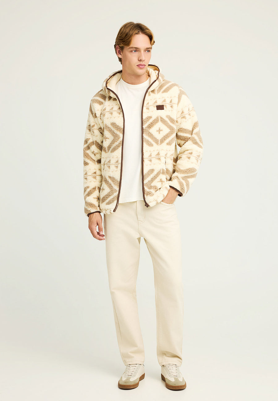 Oversized fleece zip-up hoodie with pockets