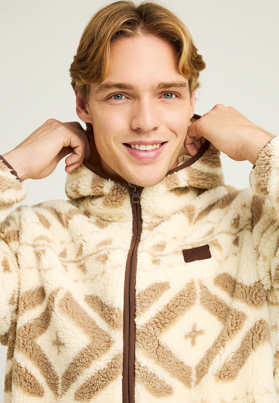 Oversized fleece zip-up hoodie with pockets