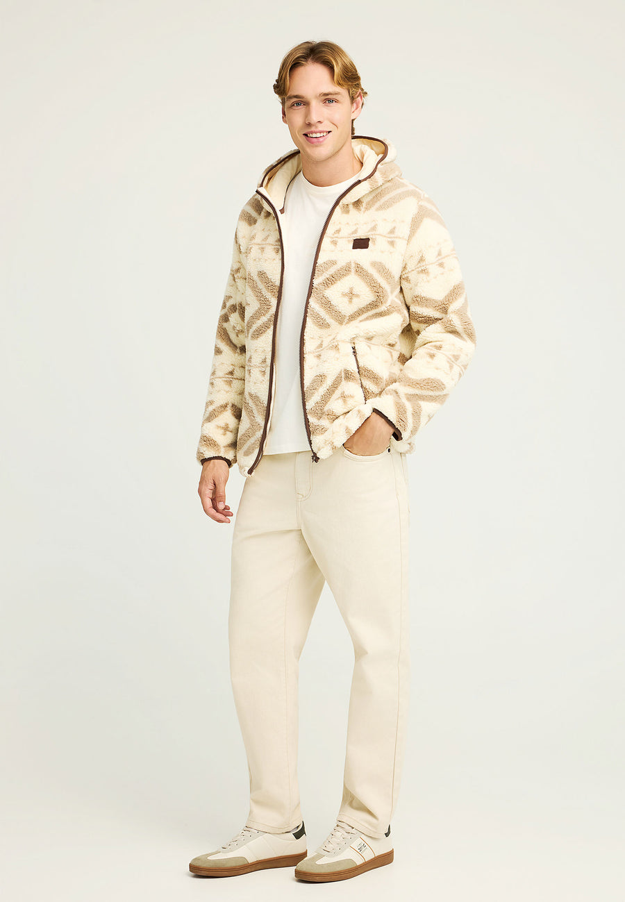 Oversized fleece zip-up hoodie with pockets