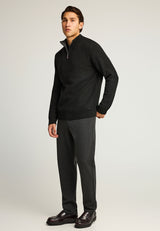 Pulover tricotat simplu cu fermoar pe jumătate pentru bărbați