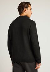 Pulover tricotat simplu cu fermoar pe jumătate pentru bărbați